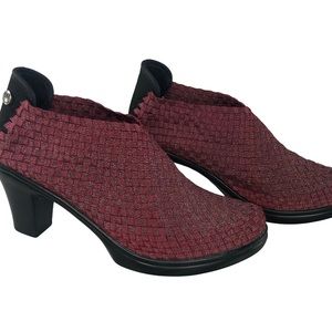 Bernie Mev Basket Weave Burgundy Shimmer Closed Toe Pump: Size 6